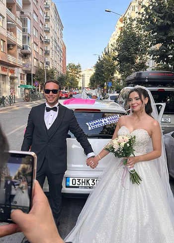 Modern Klasik Beyaz A Kesim Gelinlik