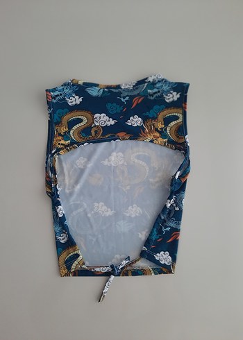 12-13 Yaş Beden EKINOKS, Kuşaklı Bohem Desenli Kısa Crop Top