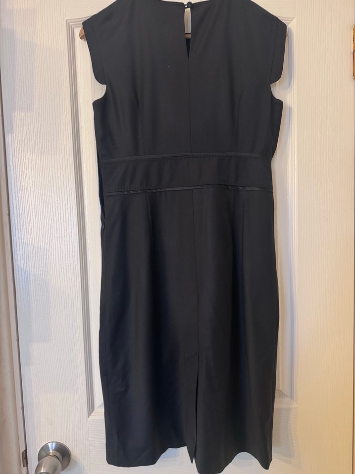 Siyah Kemerli Midi Ofis Elbisesi - Görsel 3