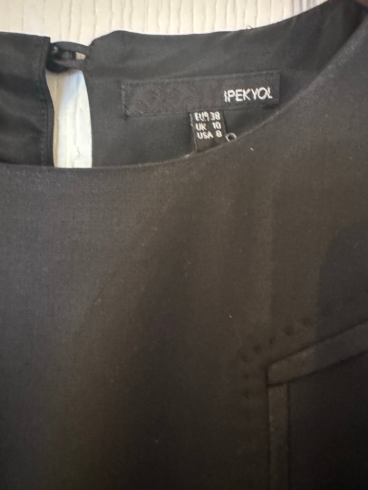 Siyah Kemerli Midi Ofis Elbisesi - Görsel 2