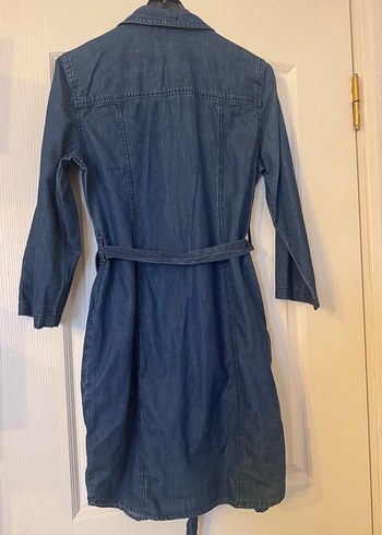 Kemerli Lacivert Denim Midi Elbise - Görsel 4