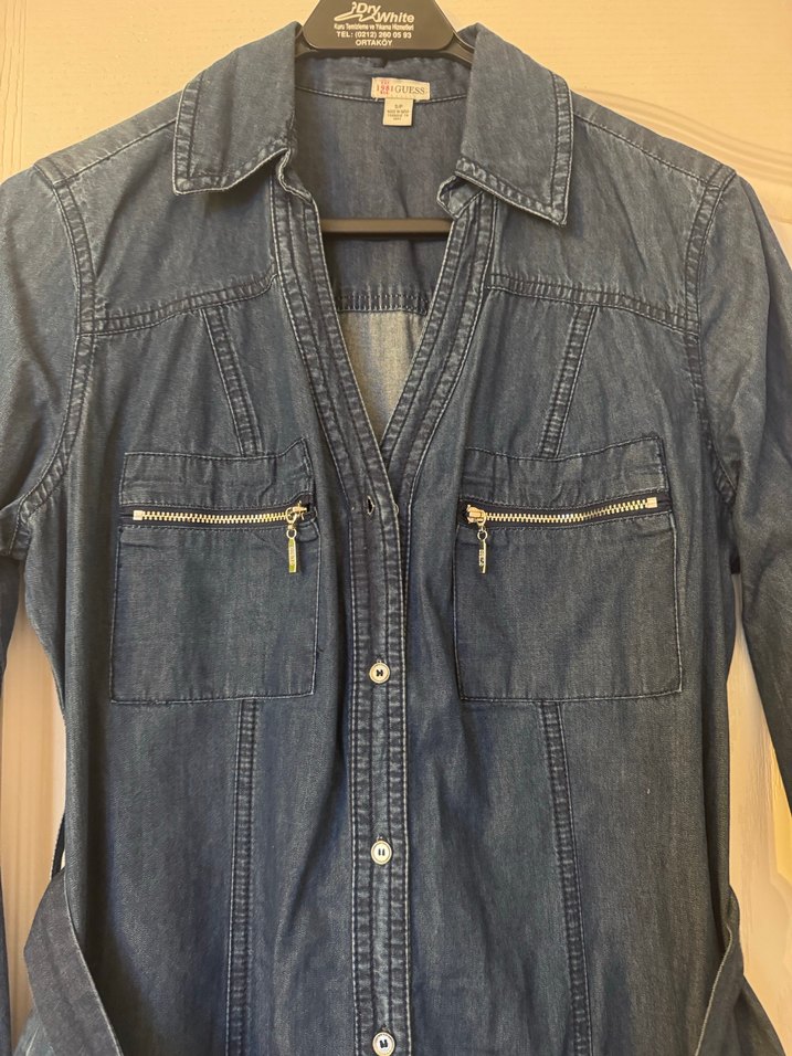 Kemerli Lacivert Denim Midi Elbise - Görsel 2