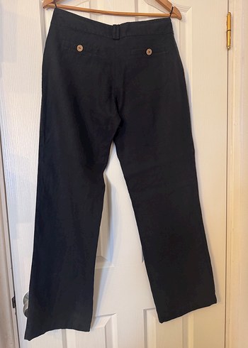 Kısa Kollu Siyah Keten Blazer Ceket ve Pantolon Takım - Görsel 6