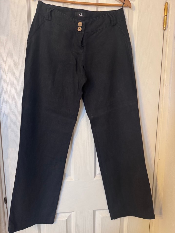 Kısa Kollu Siyah Keten Blazer Ceket ve Pantolon Takım - Görsel 5