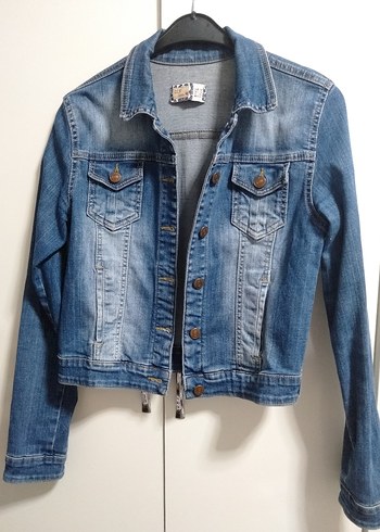 Dilvin Düğmeli Kadın Mavi Denim Ceket