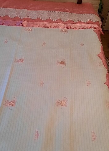 çeyizlik taşlı dantelli pikolu pike takımı - Görsel 11