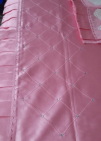 çeyizlik taşlı dantelli pikolu pike takımı - Görsel 6