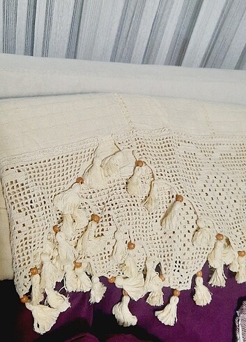 Ara dantelli boncuklu buldan perde - Görsel 8