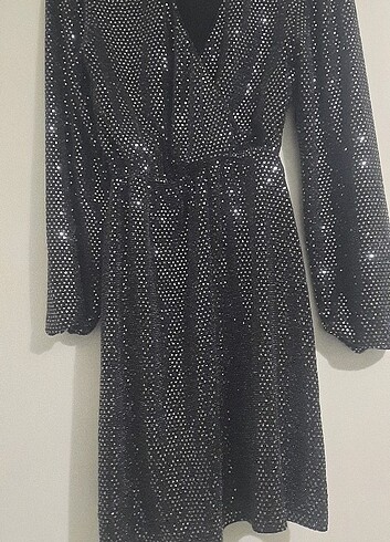 Şık parlak gece elbisesi parlak kısa abiye - Görsel 2