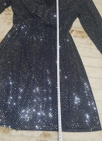 Şık parlak gece elbisesi parlak kısa abiye - Görsel 5