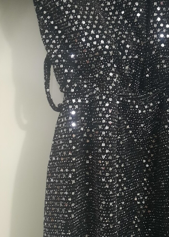 Şık parlak gece elbisesi parlak kısa abiye - Görsel 4