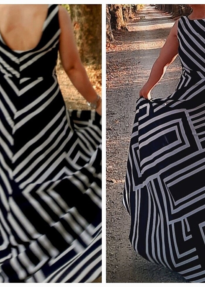 Geometrik desen şık elbise - Görsel 2