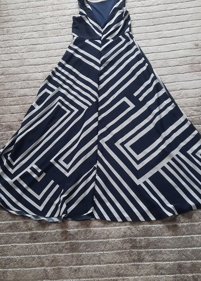 Geometrik desen şık elbise - Görsel 4