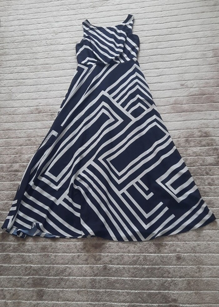 Geometrik desen şık elbise - Görsel 3