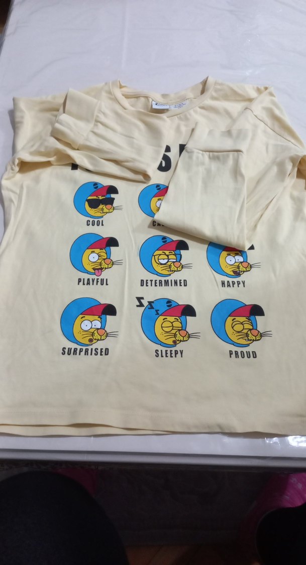 Renkli Baskılı uzun kollu tişört - Görsel 5