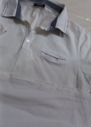 Beyaz Yakalı Beyaz Erkek Polo Tişört - Görsel 3