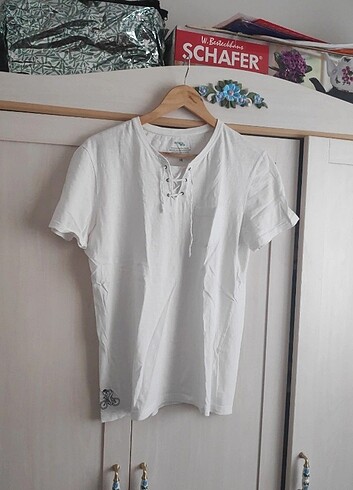 Beyaz unisex kadın erkek t-shirt 