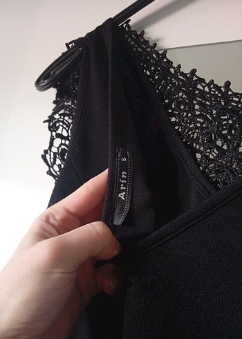 Dantel Detaylı Siyah Uzun Kadın Abiye Elbise - Görsel 5