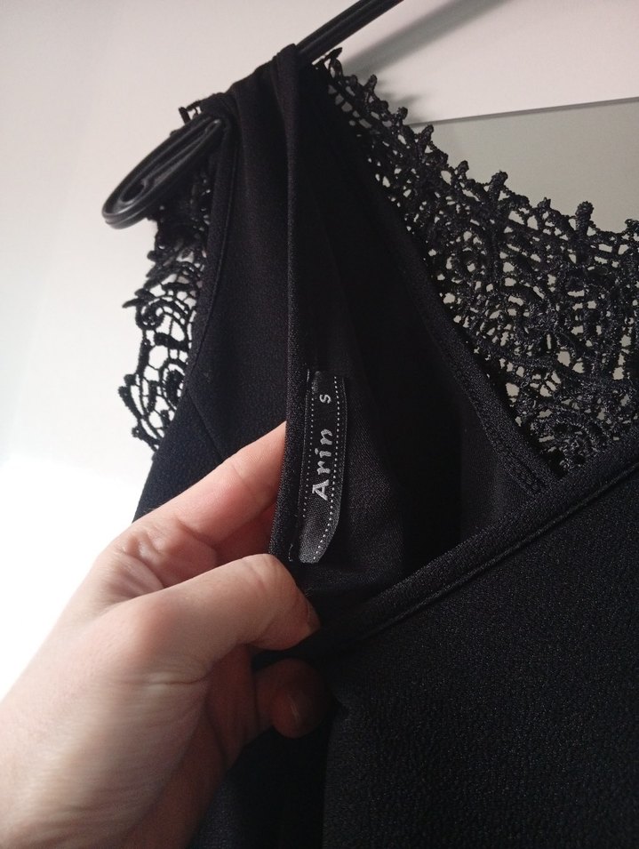 Dantel Detaylı Siyah Uzun Kadın Abiye Elbise - Görsel 5