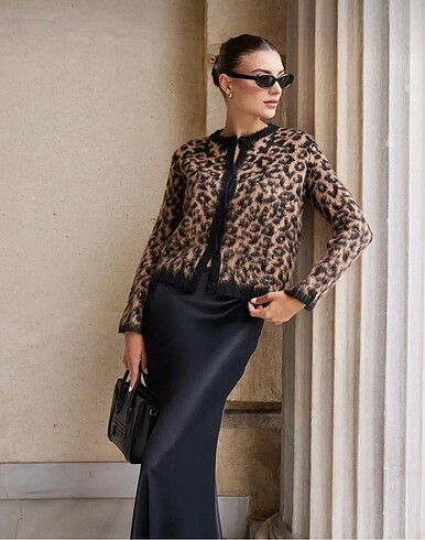 Leopar kısa hırka