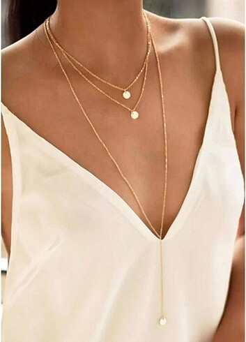Gold 3 Zincirli Kolye