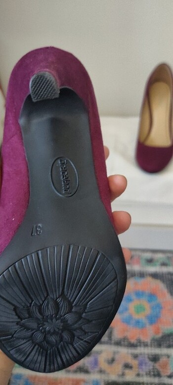 Şarap Rengi/Bordo Süet Topuklu Ayakkabı/Stiletto - Görsel 5