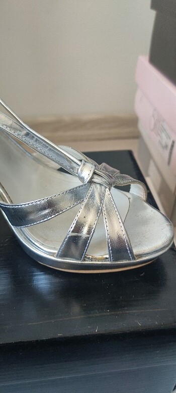 Lame topuklu abiye ayakkabı  - Görsel 5