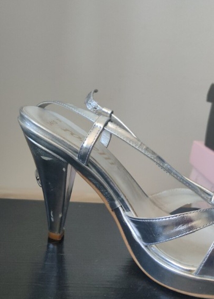 Lame topuklu abiye ayakkabı  - Görsel 4