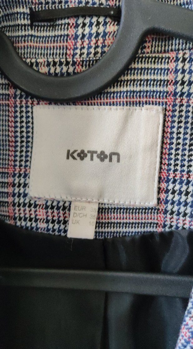 Gri Ekoseli Tek Düğmeli Kadın Blazer Ceket - Görsel 3