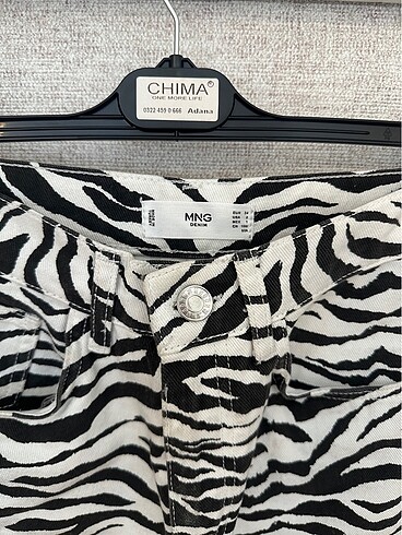 Mango Mango Zebra Desenli Denim Pantolon