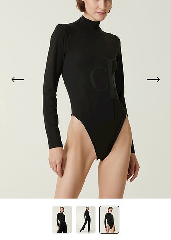 Calvin Klein Siyah Dik Yaka Logolu Uzun Kol Body