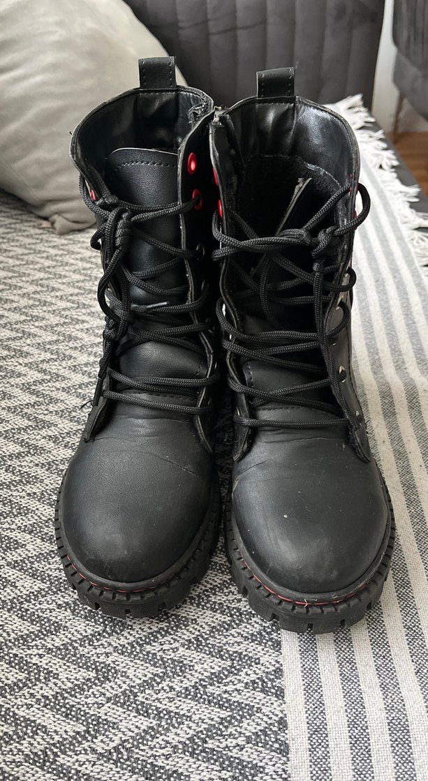 Siyah Tokalı Platform Topuklu Punk Bot - Görsel 2