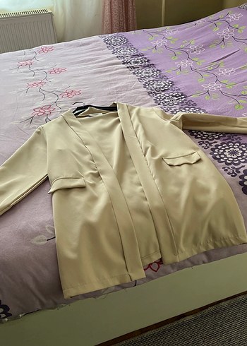 Bej Saten Dökümlü Hamile Ceketi - Görsel 2