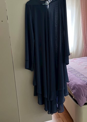 Drapeli Lacivert Hamile Abiye Elbise - Görsel 3
