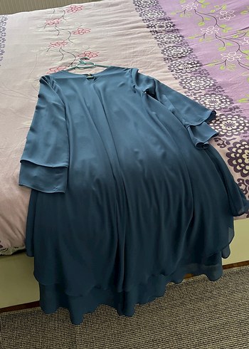 Drapeli Lacivert Hamile Abiye Elbise - Görsel 2