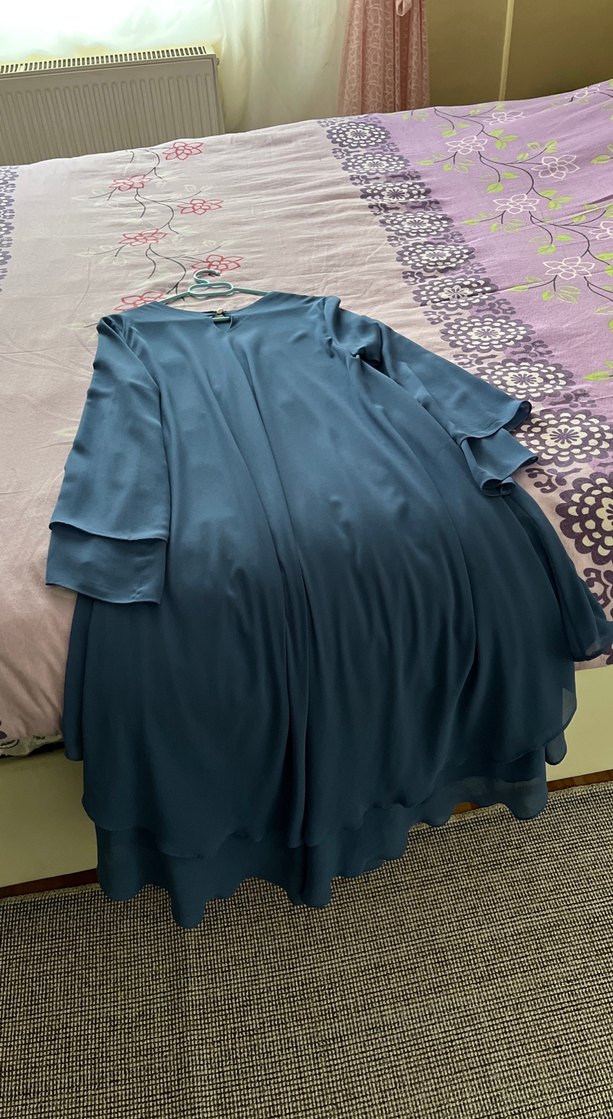 Drapeli Lacivert Hamile Abiye Elbise - Görsel 2