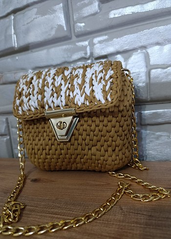 Bej Örgü Kadın Çanta - Görsel 4