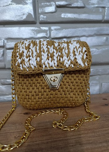 Bej Örgü Kadın Çanta - Görsel 2