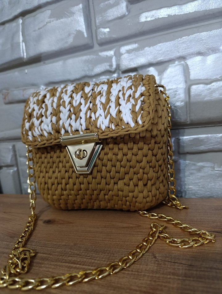 Bej Örgü Kadın Çanta - Görsel 4