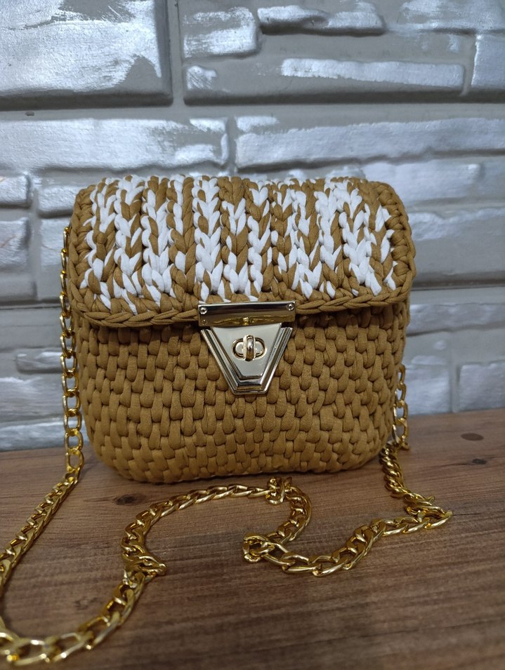 Bej Örgü Kadın Çanta - Görsel 2