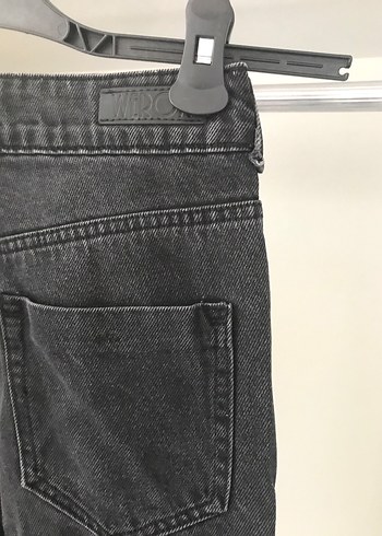 s Beden Siyah Bol Kesim Midi Denim Pantolon