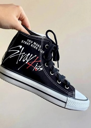 Stray Kids Baskılı Siyah Street Wear Kadın Spor Ayakkabı