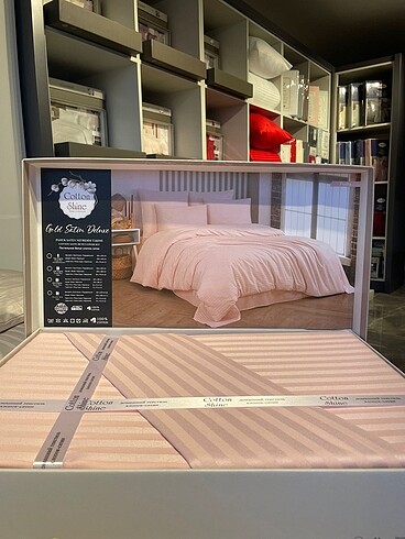 Lüks Premium Cotton Shine Çizgili Saten Nevresim Takımı