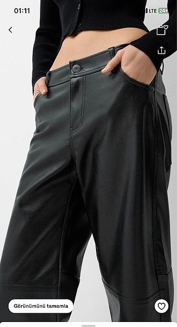 s Beden siyah Renk Bershka deri pantolon
