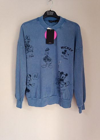 Lc Waikiki kadın small Mavi Denim Baskılı Sweatshirt Small