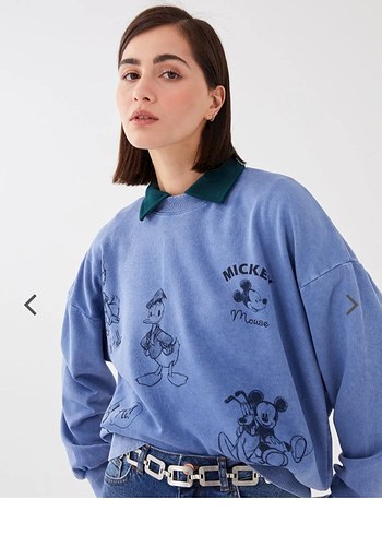 Lc Waikiki kadın small Mavi Denim Baskılı Sweatshirt Small