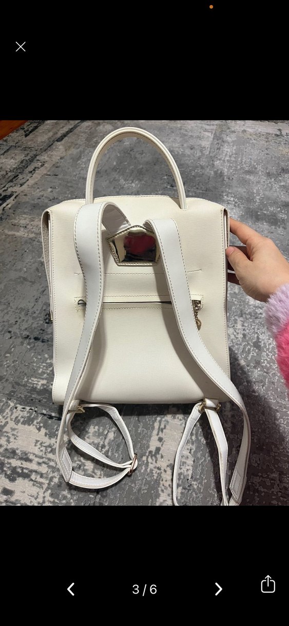 Matmazel Beyaz Deri Kadın Sırt Çantası - Görsel 3