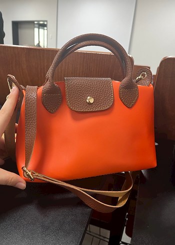 Kahverengi turuncu Tokalı Kadın Deri Çanta - Görsel 2