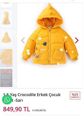 Sarı Kapüşonlu Erkek Çocuk Mont 1 YAŞ - Görsel 6