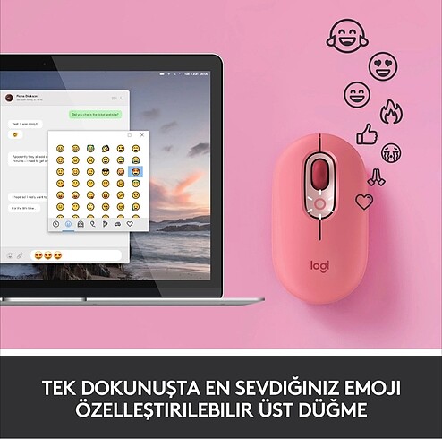 Beden Logitech POP Mouse Pembe Bluetooth&USB